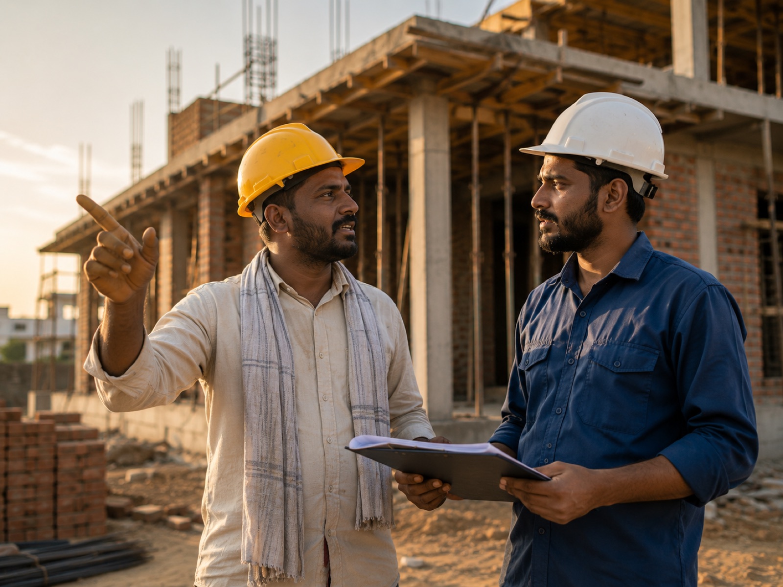 Construction professionals on site